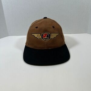 Vintage Alaska Airlines Hat Snapback Brown Black Two Tone Aviation Pilot Cap KC